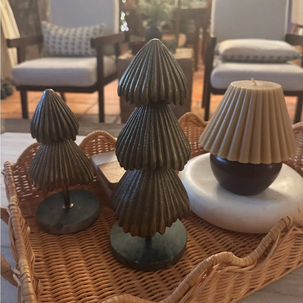 Metal Christmas Trees with Marble Base Gold Lg & Sm - Threshold Studio McGee